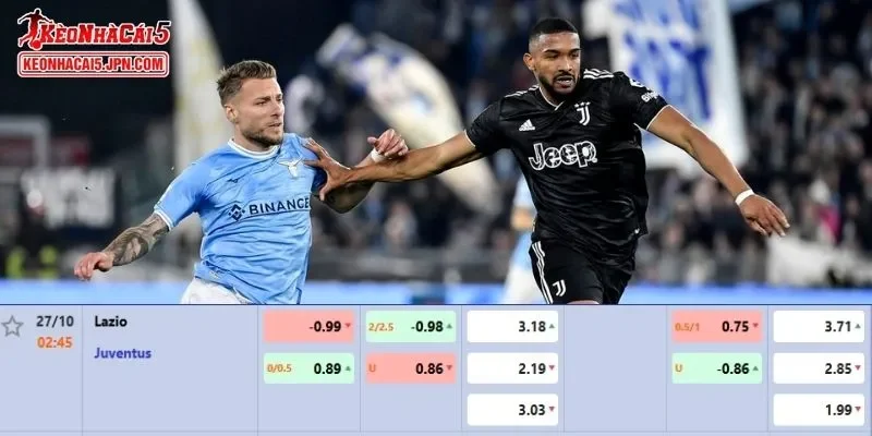 Tỷ lệ kèo chi tiết của trận Lazio vs Juventus