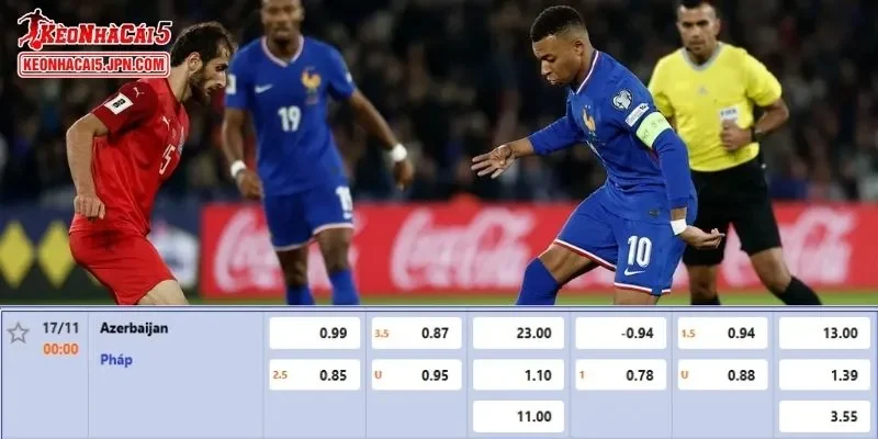 Soi kèo chi tiết nhất cho trận đấu giữa Azerbaijan vs Pháp