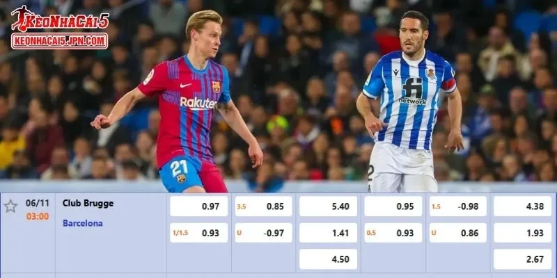 Soi kèo chi tiết nhất cho trận đấu giữa Club Brugge vs Barcelona