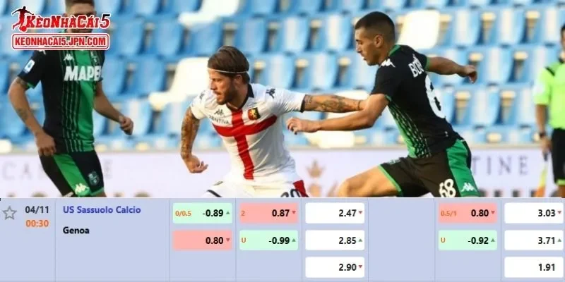Tỷ lệ kèo chi tiết của của trận Sassuolo vs Genoa 