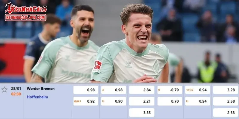 Thông tin tỷ lệ kèo chuẩn nhất cho cuộc so tài Bremen vs Hoffenheim 