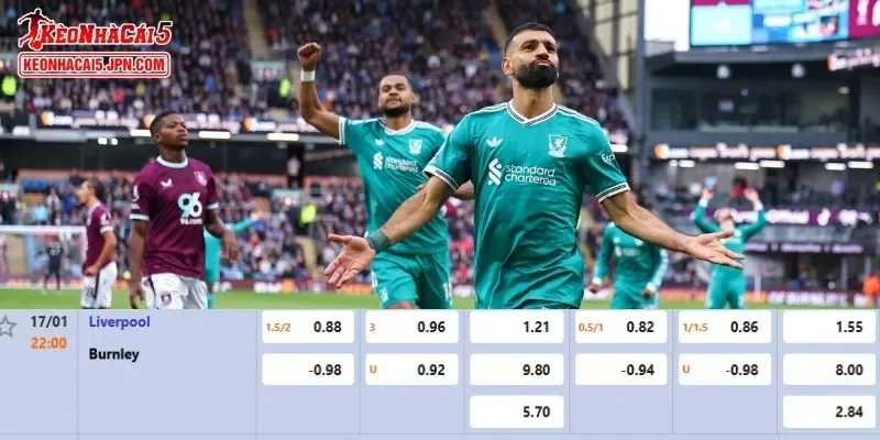 Tỷ lệ kèo chi tiết của của trận Liverpool vs Burnley