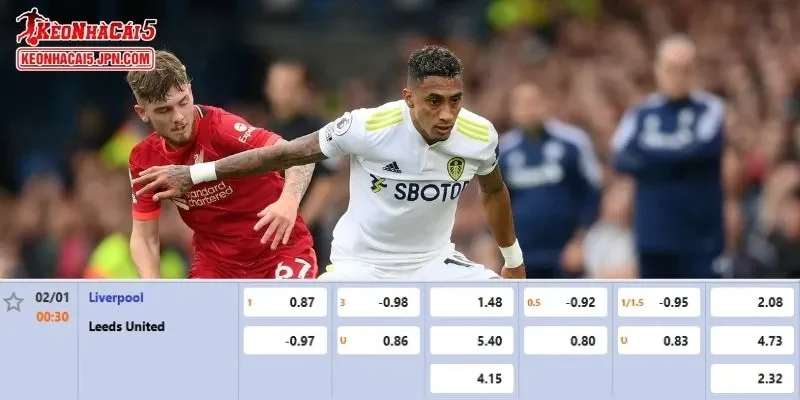 Tỷ lệ kèo chi tiết của của trận Liverpool vs Leeds United