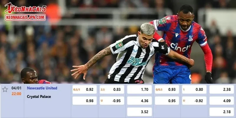 Tỷ lệ kèo chi tiết của của trận Newcastle vs Crystal Palace