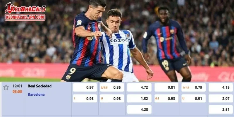 Tỷ lệ kèo chi tiết của của trận Sociedad vs Barcelona
