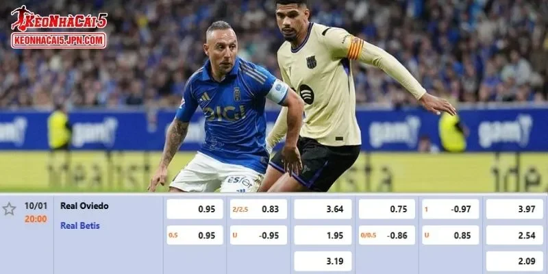 Tỷ lệ kèo chi tiết nhất cho trận đấu giữa Real Oviedo vs Real Betis