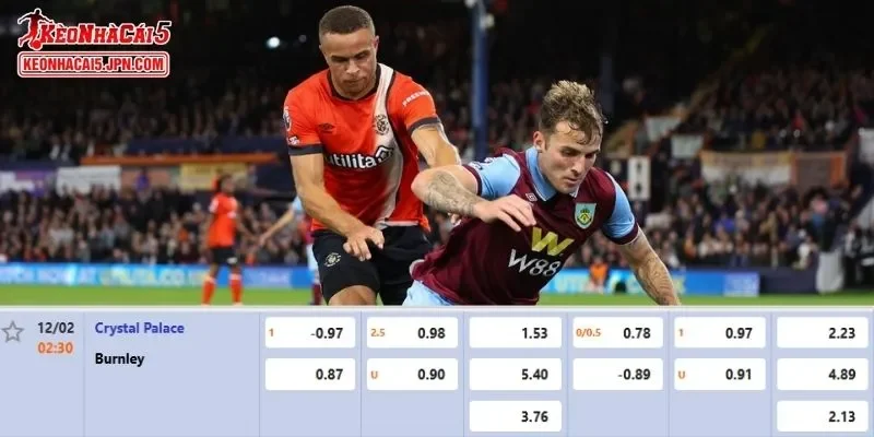 Tỷ lệ kèo chi tiết nhất cho trận đấu giữa Crystal Palace vs Burnley 