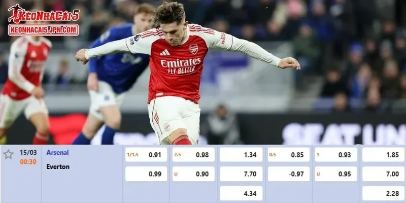 Tỷ lệ kèo chi tiết của trận Arsenal vs Everton