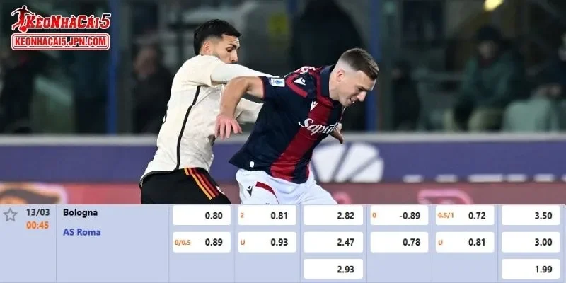 Tỷ lệ kèo chi tiết của trận Bologna vs AS Roma