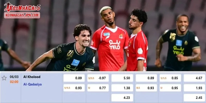 Tỷ lệ kèo chi tiết nhất cho trận đấu giữa Al Kholood vs Al Qadsiah