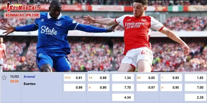 Tỷ lệ kèo chi tiết nhất cho trận đấu giữa Arsenal vs Everton